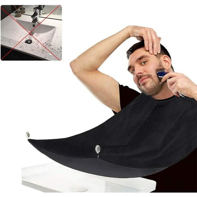 Tablier de rasage, Cape de coupe de cheveux, Tablier de rasage à bavette barbe, Cape de toilettage imperméable à cheveux en tissu, Cape de protection pour homme ou protections de (noir) 72*120cm,Adélala Kuyhfg Bienvenido a Kuyhfg