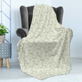 thumbnail image 4 of Botanical Soft Flannel Fleece Throw Blanket, Classic Look Pattern of Abstract Peony Flowers in Pastel Tone, Cozy Plush for Indoor and Outdoor Use, 50" x 60", Pale Blue Khaki White, by Ambesonne, 4 of 5