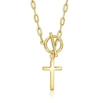 Ross-Simons 18kt Gold Over Sterling Cross Paper Clip Link Necklace, Women's, Adult