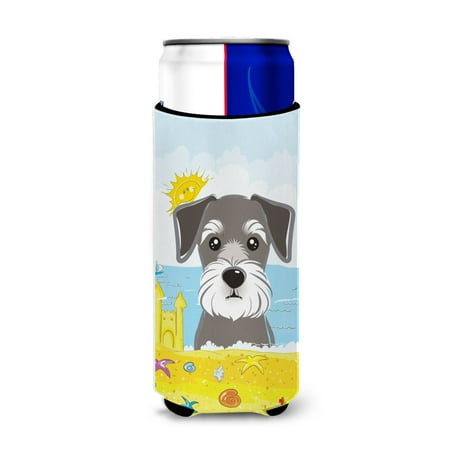 

Carolines Treasures BB2074MUK Schnauzer Summer Beach Michelob Ultra beverage Insulator for slim cans Slim Can