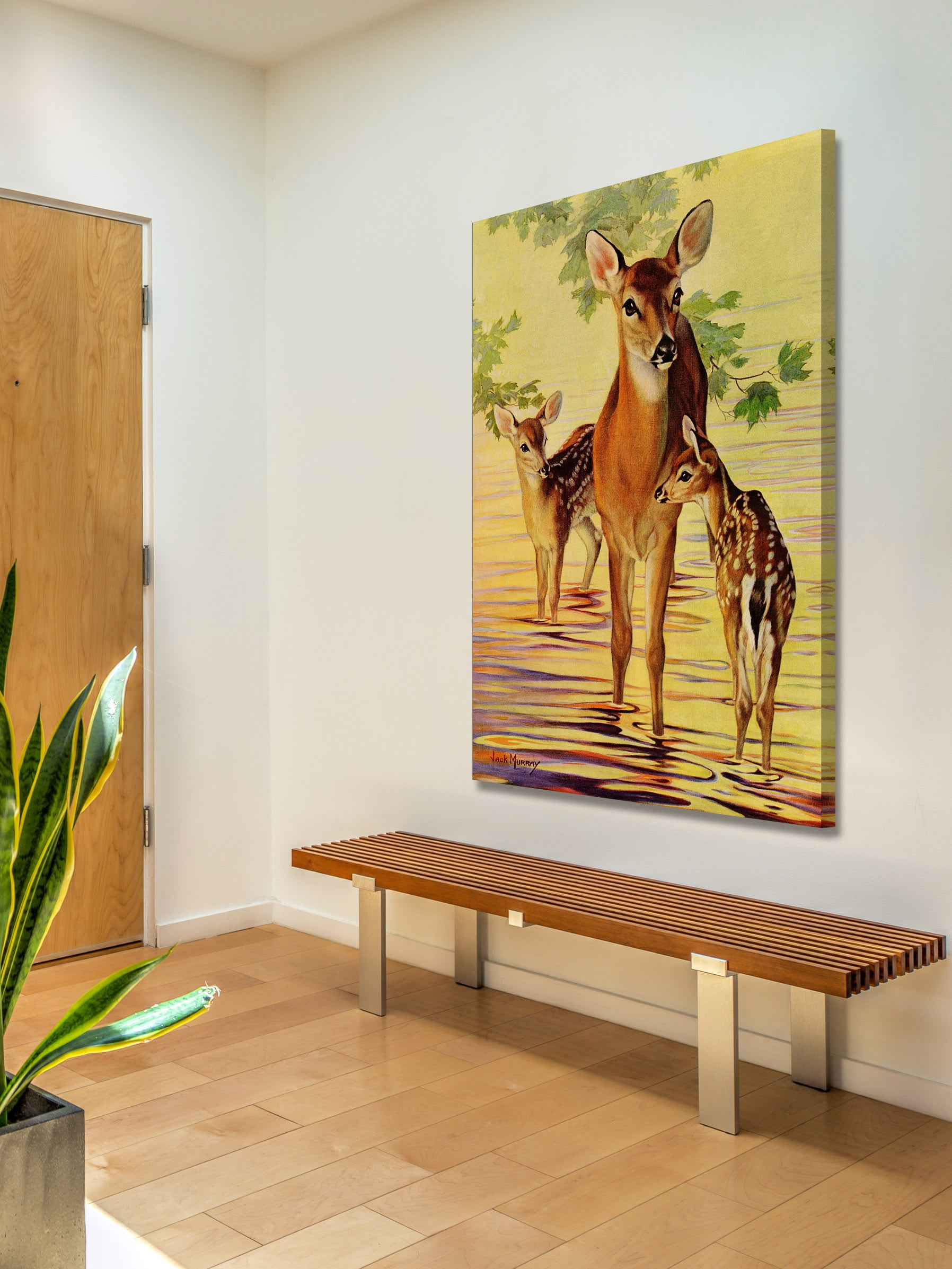 "Doe and Fawns" Painting Print on Wrapped Canvas