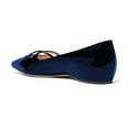 thumbnail image 3 of YDN Women Classic Flats Low Heels Pumps Pointed Closed Toe Slip On Comfortable Double Straps Dressy Slide Shoes Size 11 Navy, 3 of 3