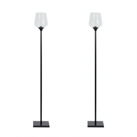 TORCH WITH MODERN BLACK SINGLE GLASS