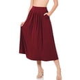 thumbnail image 5 of Niobe Clothing Womens Mid Calf Pleated Midi Swing Skirt High Waist A-Line, 5 of 6