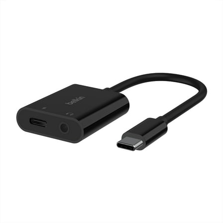 Belkin RockStar 3.5mm Audio with USB-C Charge Adaptor Included, USB-C Audio Adaptor Compatible with iPad Pro, Galaxy, Note, Google Pixel, LG G6, Sony Xperia, OnePlus and More - Black