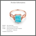 thumbnail image 5 of Gem Stone King 1.87 Ct Emerald Cut Green Turquoise White Diamond 18K Rose Gold Plated Silver Ring (Size 5), 5 of 5