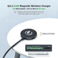 thumbnail image 3 of Swayvoo 25W Qi2.2 Fast Wireless Charging Pad, MagSafe-Compatible Magnetic Charger, iPhone 17 16 15 14 13 & AirPods, 30-Min Charge, USB-C Black, 3 of 9