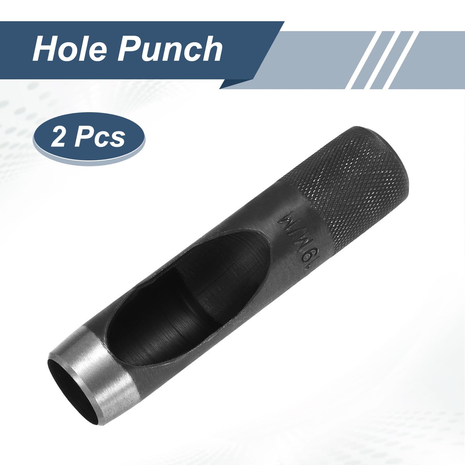 Uxcell 2pcs Leather Hole Punch 19mm Hollow Round Hole Puncher Cutter Carbon Steel Tool for Watch Cloth Belt Gaskets DIY Leather Craft Repair, Black