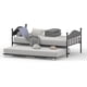 thumbnail image 1 of Negra metal tamaño individual size day cama con trundle: estilizado para cabecero, pop - up foldable trundle, heavy duty steel slats, perfect para living, dormitorio, y guest rooms, 1 of 8