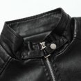 thumbnail image 4 of WIZUTIZ Men's Leather Jacket Solid Color Motorcycle Vintage Zipper Pocket Long Sleeve Hoodless PU Coat for Winter Casual Daily Outdoor Mens Fashion, 4 of 9