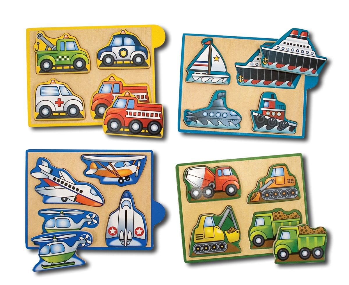 Melissa & Doug Vehicles Wooden MiniPuzzle Set With Storage and Travel