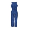 thumbnail image 3 of SELONE Plus Size Jumpsuits for Women Denim Jean Long Pant Sleeveless Ladies Travel Comfortable Vacation Fancy Jumpsuits for Women Cute Rompers for Women Casual Jumpsuits for Women Dark Blue L, 3 of 6