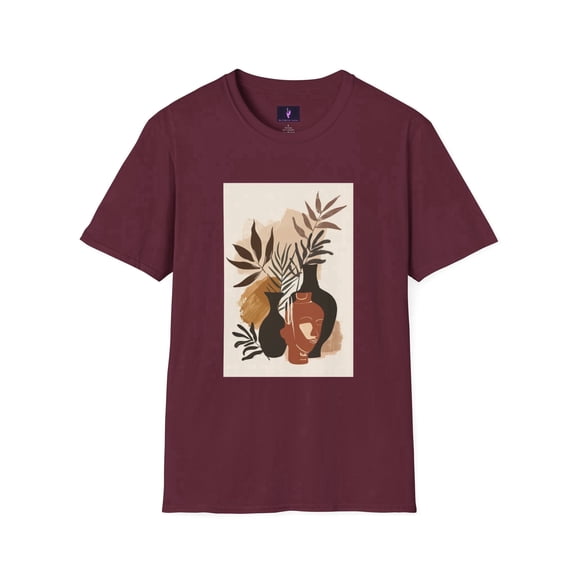 Leafy Maroon Tee, Unisex T shirt, S