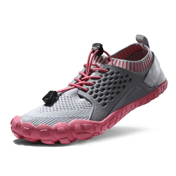 Zapatos Acuáticos Barefoot para Mujer NORTIV 8 Gris Claro y Rojo Talla 7.5