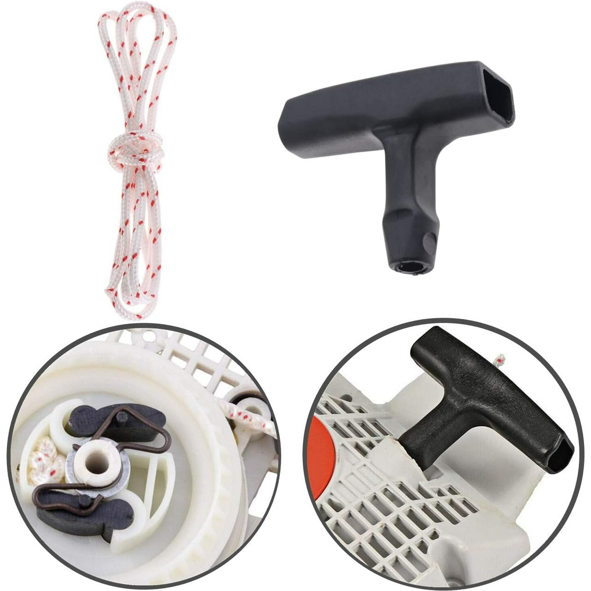 A.I.FORCE 3 Pieces Starter Handle with Recoil Starter Rope 10 Meter 3.0mm Diameter Pull Cord for Husqvarna Stihl Poulan Lawn Mower Chainsaw String Trimmer Edger Brush Cutter Engine Parts G Need