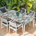thumbnail image 2 of Palm Leaves Table Cloths for 3 Foot Rectangle Tables, Turquoise Tropical Leaf Botanical Retro Spring Patio Waterproof Elastic Fitted Tablecloths, Washable Rectangular Table Cover for Camping, 2 of 8