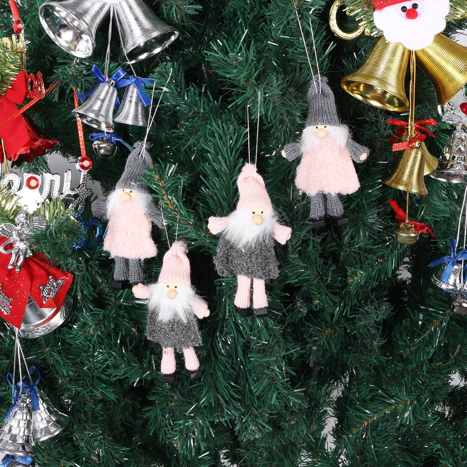 2021 Christmas Decorations,4 Pack Xmas Tree Decorations Christmas Ornaments Gift Santa Claus Snowman Tree Toy Doll Hang Decor Merry Christmas Decorative Pendants Party Decor Gifts Home Bedroom 4pc