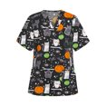 thumbnail image 3 of Halloween Cartoon Print Tshirts for Women Short Sleeve V Neck Scrub Tops Nursing Scrubs Tops Shirt, 3 of 3