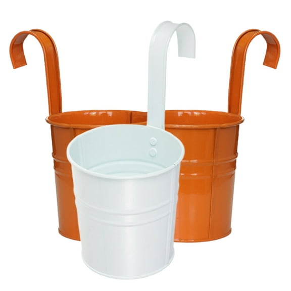 Supvox 3Pcs Hanging Iron Bucket Wall Mounted Garden Planter Flower Pot Assorted Color