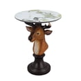 thumbnail image 2 of Deer Head Accent Table, Animal Statue End Table with Faux Marble Top, Resin Sculpture Side Table for Living Room, Cabin, Lodge, Rustic Decor, Brown, 2 of 11