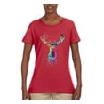 thumbnail image 2 of Wild Bobby, Colorful Paint Splatter Deer Head, Animal Lover, Womens Graphic Tees, Red, Medium, 2 of 3