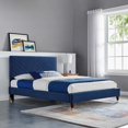 thumbnail image 2 of Platform Bed Frame, Queen Size, Blue Navy, Velvet, Modern Contemporary, Bedroom Master Guest Suite Room, 2 of 6