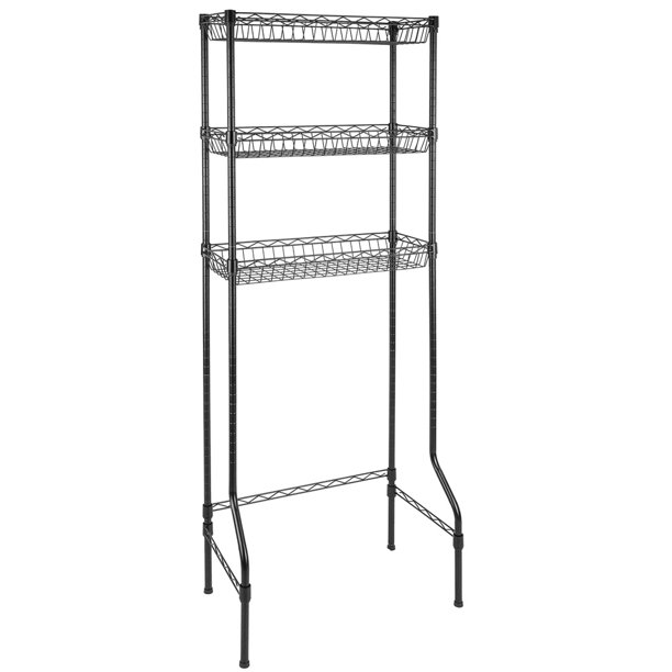 Metal Bathroom Shelving Unit, Heavy Duty 3 Shelf Black Wire Storage