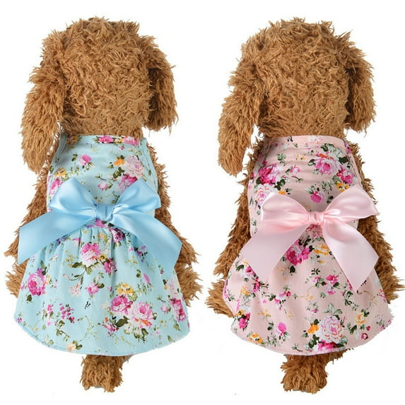 D-GROEE Dog Dress Cute Flower Print Pet Clothing Pet Apparel for Puppy Dogs and Cats on Wedding Holiday Summer