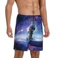 thumbnail image 2 of Bixox Men's Astronauts Start Running printed lightweight casual shorts, soft sleep shorts with pockets., 2 of 7