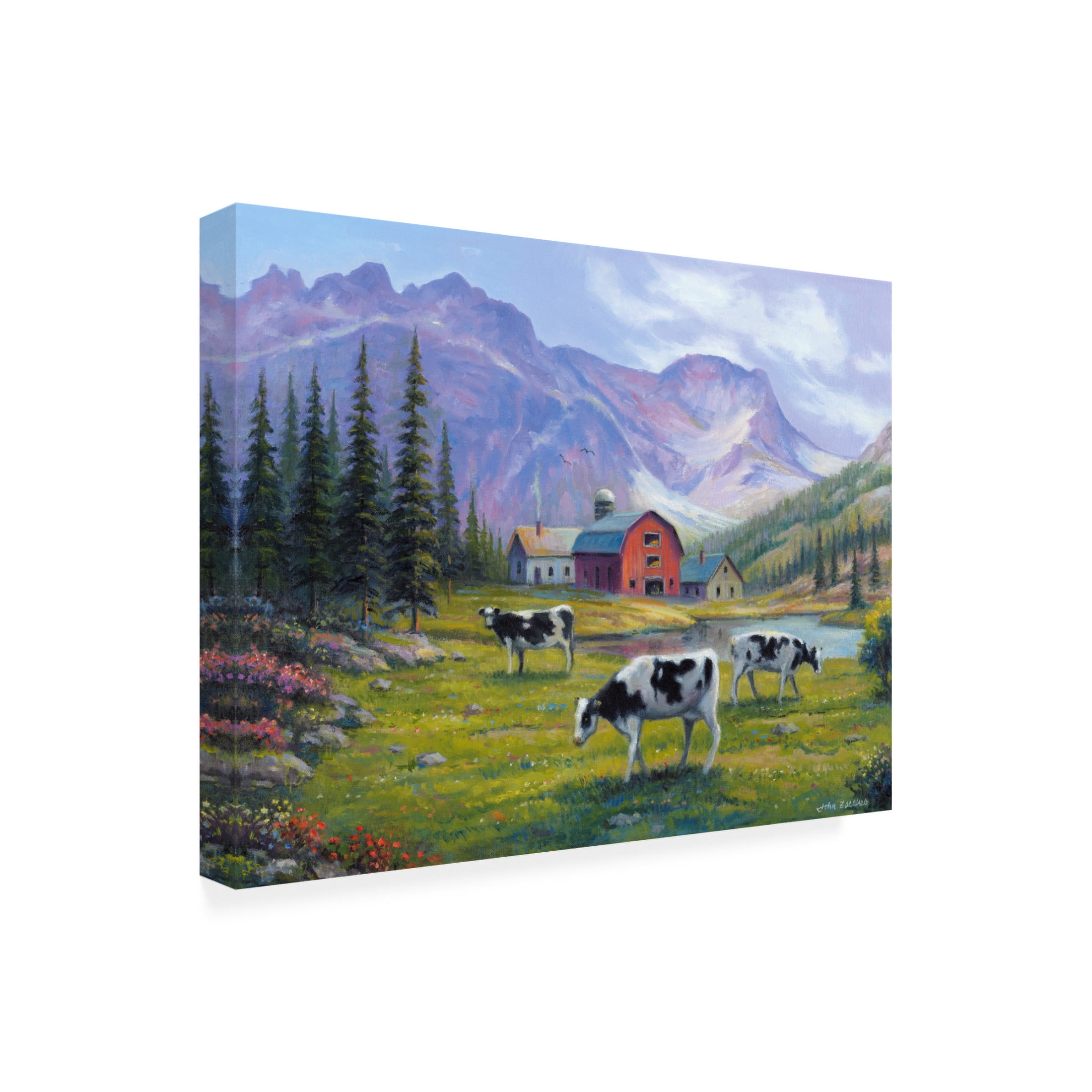 Canvas Wall Art - John Zaccheo 'Peaceful Pasture' Wall Art for Living Room, Bedroom, or Office Décor by Trademark Fine Art - 47 x 35 Inches