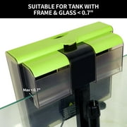 Aquarium Filter U-V Light 3 in 1 Fish Tank Filter, Tawatiler 215 GPH Green Water Cleaning Filter Pump, Double Waterfall 8W Quiet Hang on Filter for 30-60 Gallon Aquariums Saltwater Freshwater