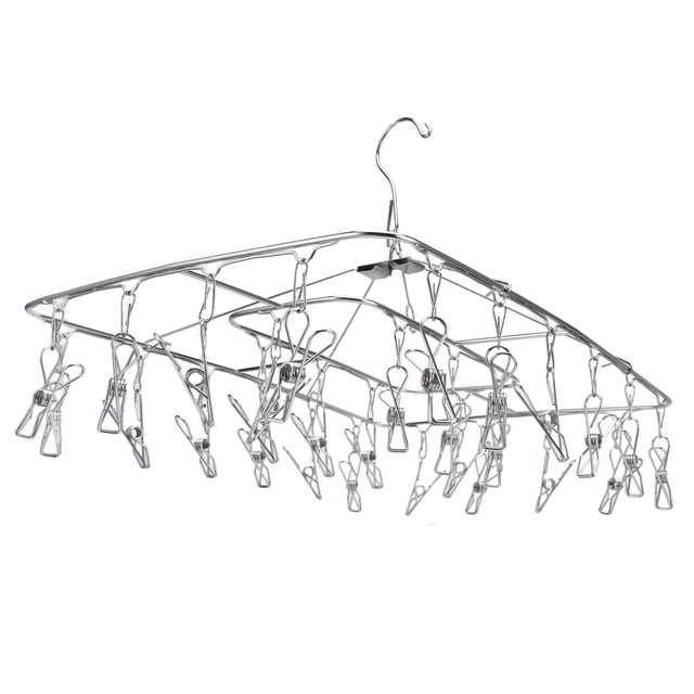 Laundry Drying Hanger, Sock Drying Rack Foldable Easy Open Universal With 28 Clips For Towels Underwear