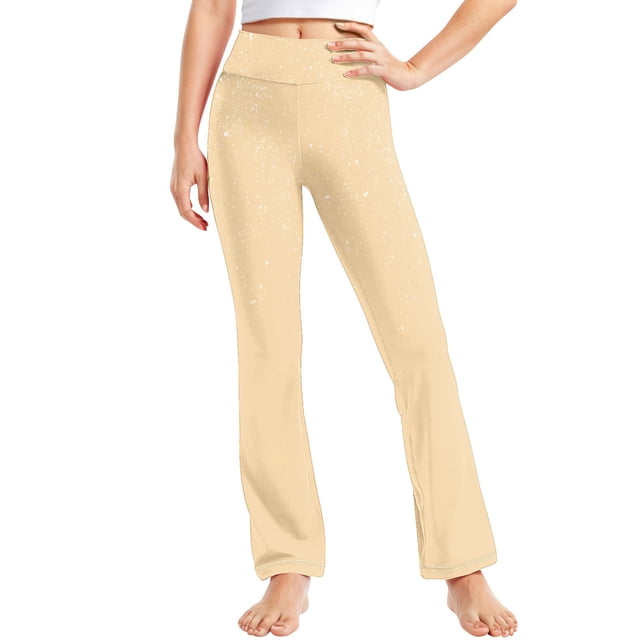 Odeerbi 2-13 Años Niñas Pantalones de Yoga de Piernas Anchas Brillantes Pantalones Deportivos de Baile Pantalones de Piernas Rectas de Elasticidad Linda
