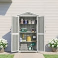thumbnail image 2 of BELLEZE Outdoor Storage Shed with 4 Removeable Shelves, Wooden Garden Shed Lockable Tool Cabinet with Waterproof Roof, Outside Tall Tool Shed for Patio Backyard Lawn Yard - Gray, 2 of 7