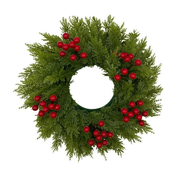 Large Christmas Wreath Artificial Pine and Berry Holiday Door Decoration for Indoor Outdoor Use Front Door Hanging Festive Home Decor Xmas Tree Ornament Window Wall Display