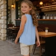 thumbnail image 6 of QIUOMBBP Summer Striped Tank Tops for Girls Casual Crewneck Sleeveless Cotton Linen Shirts Beach Vacation Camis Blouses Red 11 Years, 6 of 9