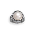 thumbnail image 1 of Women's .925 Sterling Silver  Oxidized Rope Edge Freshwater Pearl Ring, 1 of 2