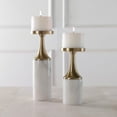 thumbnail image 4 of Uttermost Castiel Steel and Marble Candleholder in Antique Brass (Set of 2), 4 of 4