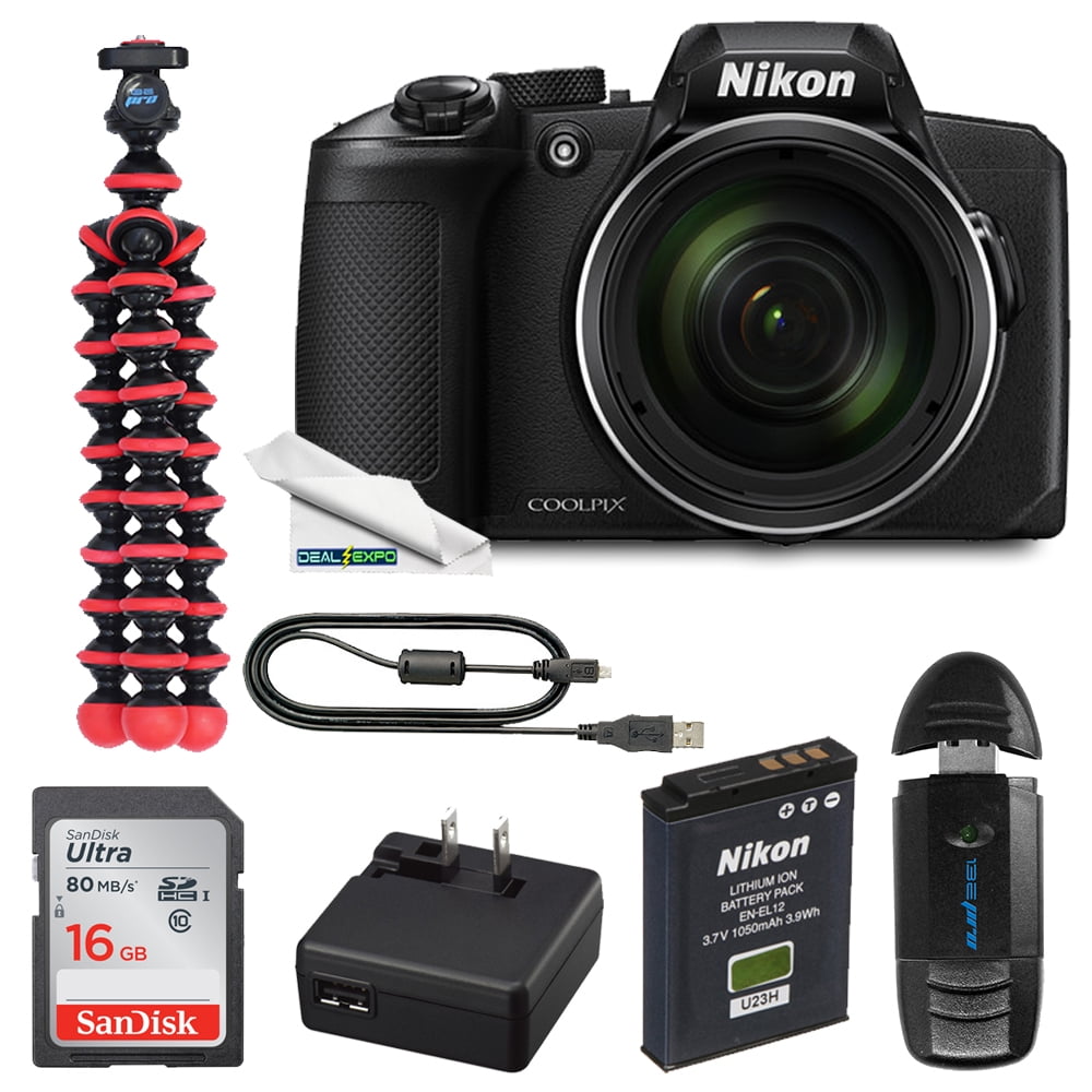 Nikon COOLPIX B600 Digital Camera (Black) + BuzzPhoto 16 GB MemoryCard