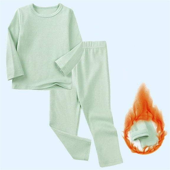 BRGZLK 2PC Kids Homewear Girls Cute Solid Color Casual Round Neck Long Sleeved Shirt with Elastic Waist Long Pants Home Suit Fall Winter Clothes Mint Green 12-13 Years