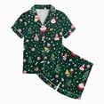 thumbnail image 4 of sdbrld Kids Girls Christmas Pajama, 2Pcs Soft Stretch Button Down Pjs Short Sleeve Sleepwear and Shorts Matching Set Sizes 6-7 Years, 4 of 5