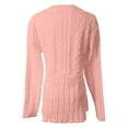 thumbnail image 4 of Arlun Women's Knit Crew Neck Long Sleeve Knit Sweaters Cute Cable Tapered Waist Pullover Tops Simple Elegant Lightweight Cozy Sweater Outfits Pink L, 4 of 5