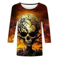 thumbnail image 4 of Quaouag Halloween Shirts for Women Witches Gather Party Tshirt Halloween Witches Graphic Tees Witches Full Moon Art Print Shirt, 4 of 5