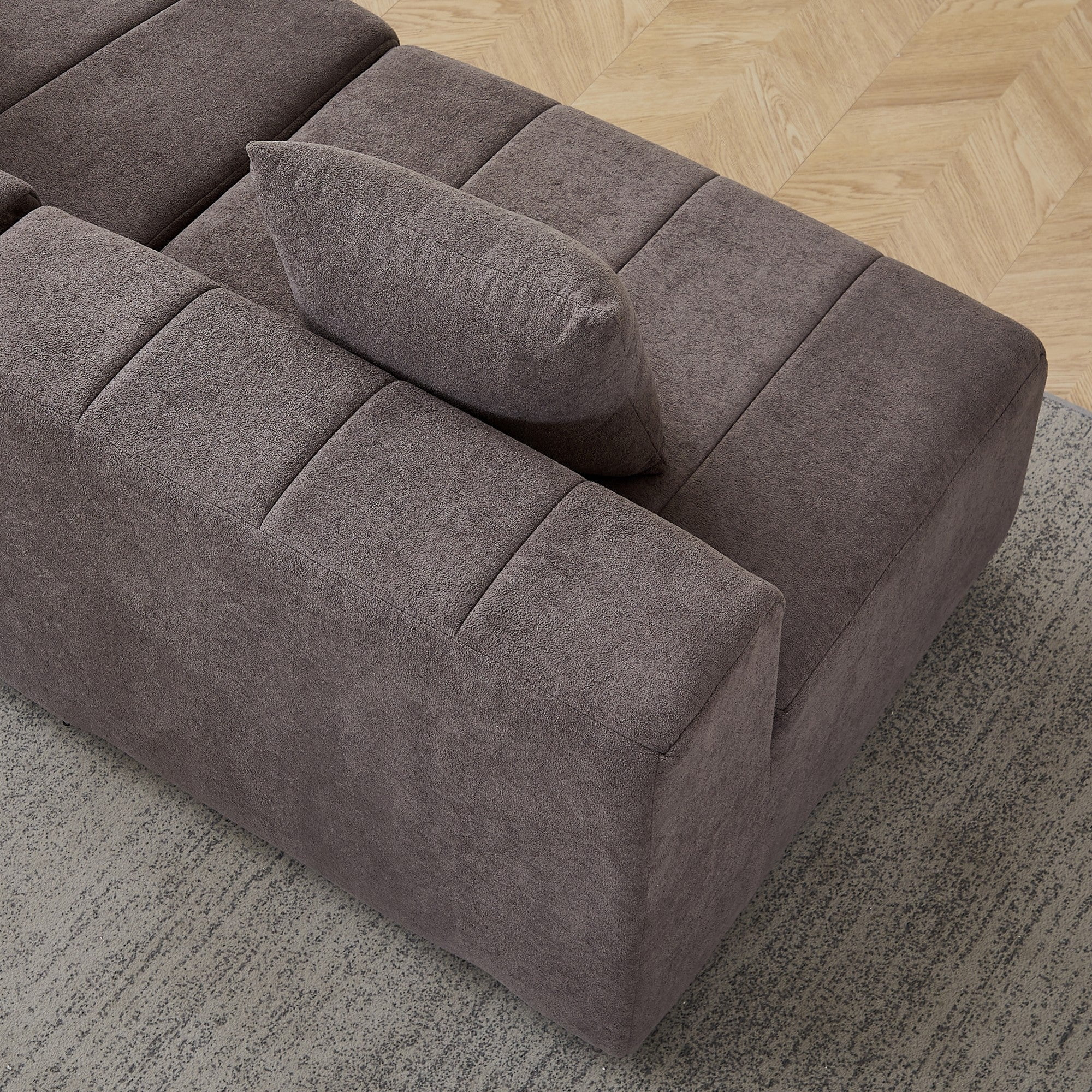 Sailvan Chenille Curved Sectional Sofa, Modern Modular Circular Sofa with Piano Key Design, No Assembly Required Cloud Couch Grey