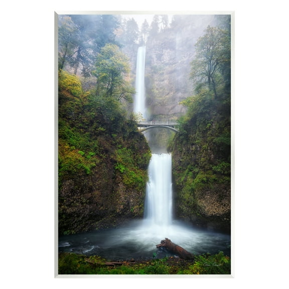 Stupell Industries Waterfall Bridge Photography Nature Photography Unframed Art Print Wall Art, 10 x 15