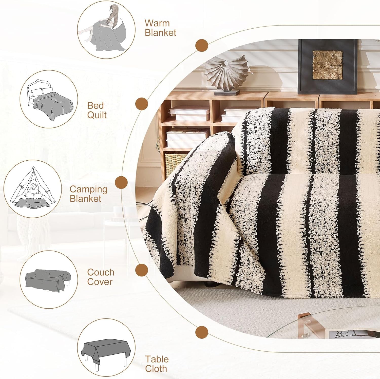 TOPCHANCES Sofa Slipcovers, Couch Throws Blanket for 2 3 Seats Sofa, Sectional Couch Covers for L Shaped Couch (71"x 118", Black)