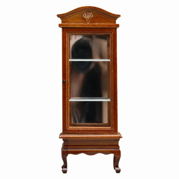 Vitrina en miniatura con forma de casa de muñecas de madera a escala 1:12