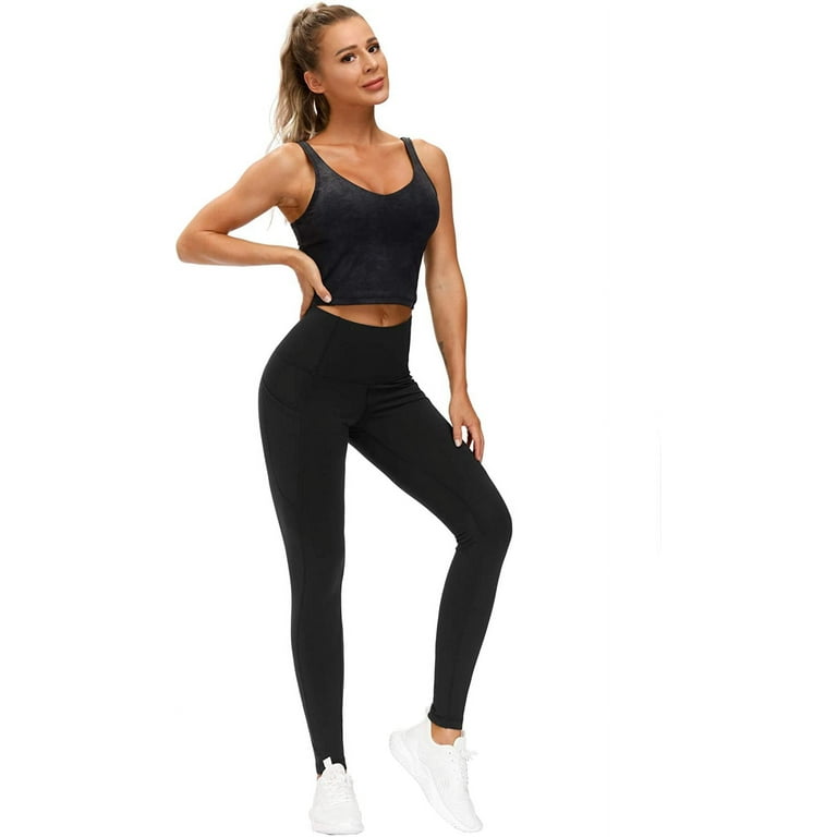 THE GYM PEOPLE Thick High Waist Yoga Pants with Pockets, Tummy Control  Workout Running Yoga Leggings for Women XX-Large Black