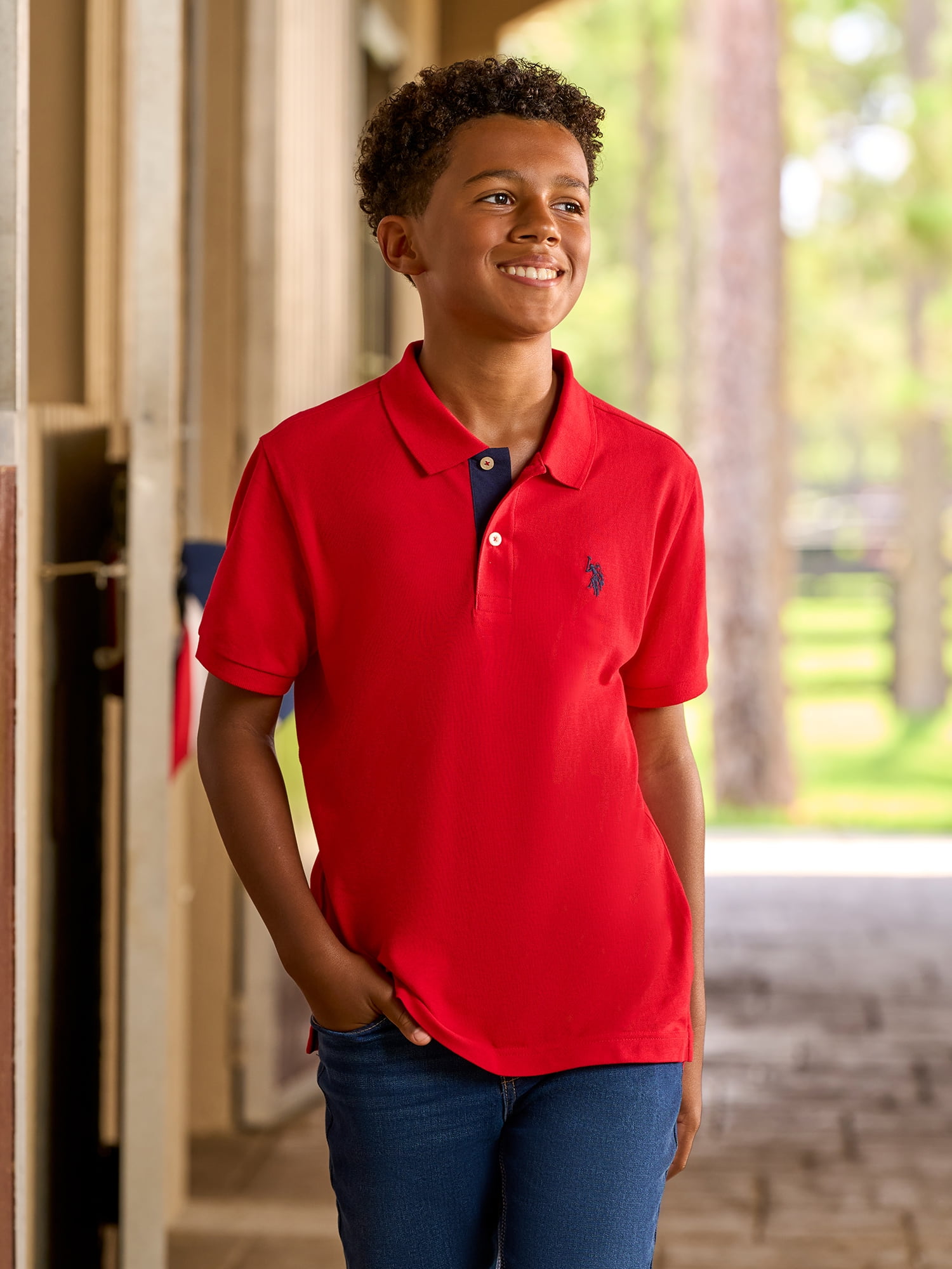 U.S. Polo Assn. Boys Short Sleeve Pique Polo Shirt, Sizes 4
