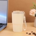 thumbnail image 3 of Taza de café de doble capa de acero inoxidable 316 con cuerda de elevación, 480ml, blanca, 3 of 6